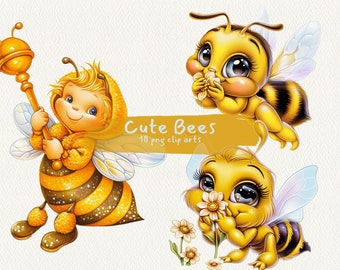 Clipart imprimable Abeilles mignonnes, format png, fond