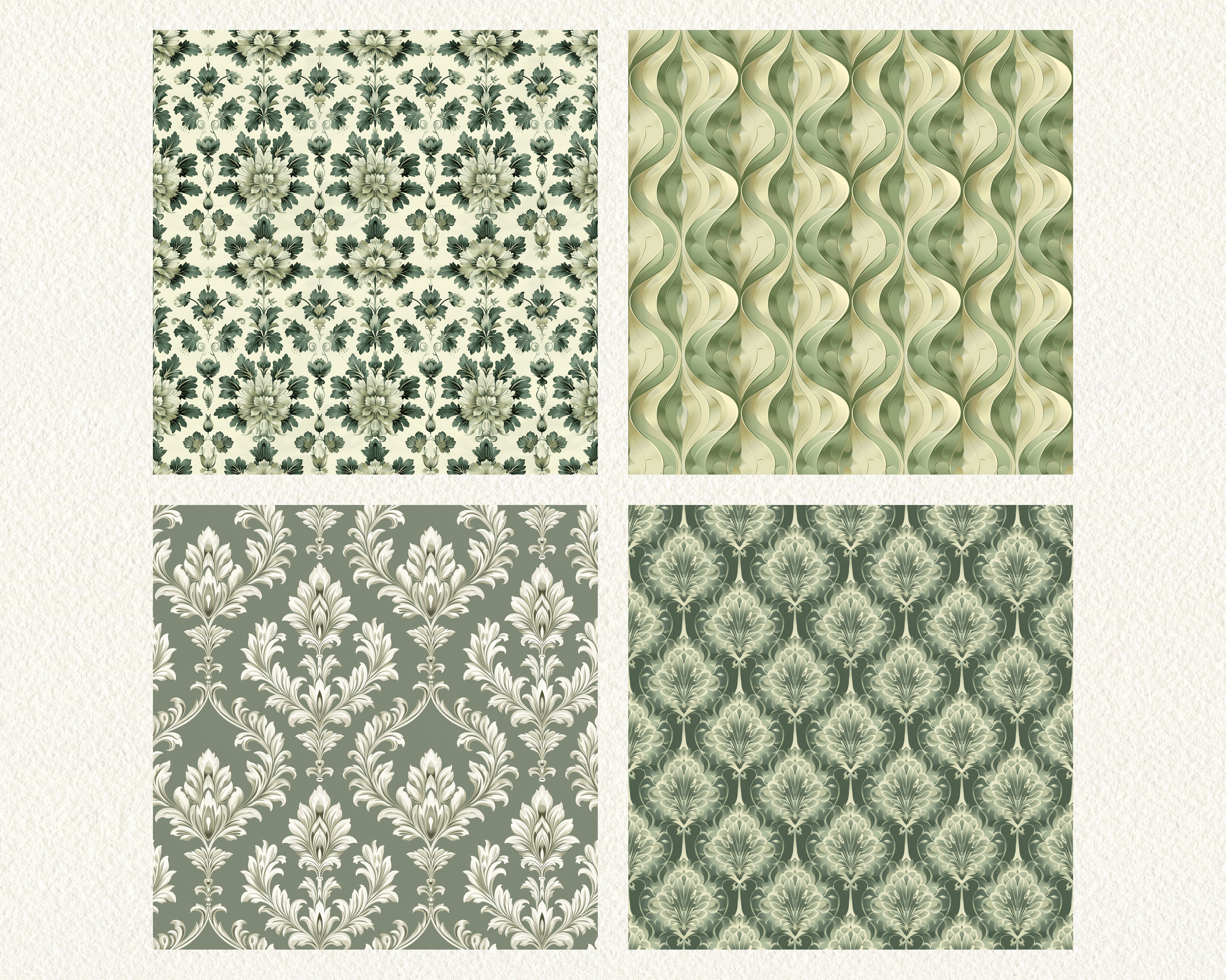 Luxury Sage Green Pattern Seamless Digital Papers - Printable Scrapbook ...