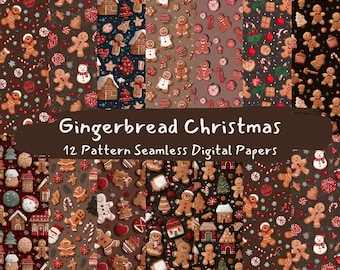 Lebkuchen Weihnachten Muster nahtlose digitale Papiere - printable Scrapbook Papier png sofortiger Download kommerzielle Nutzung 300dpi