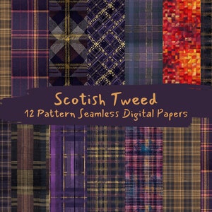 Scotish Tweed Pattern Seamless Digital Papers - printable scrapbook paper instant download for commercial use, 300dpi