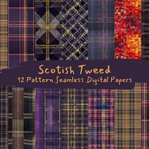 Papiers numériques sans couture avec motif tweed écossais - Téléchargement instantané de papier de scrapbooking imprimable pour un usage commercial, 300 dpi
