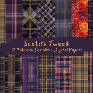 Scotish Tweed Pattern Seamless Digital Papers - printable scrapbook paper instant download for commercial use, 300dpi