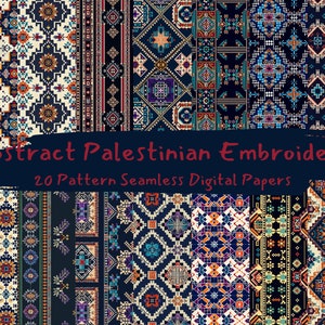 Abstract Palestinian Embroidery Pattern Seamless Digital Papers - printable scrapbook paper instant download, commercial use, 300dpi