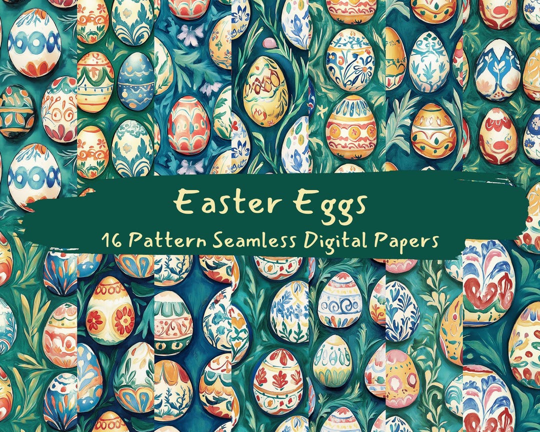 Easter Eggs Pattern Seamless Digital Papers - Printable Scrapbook Paper ...