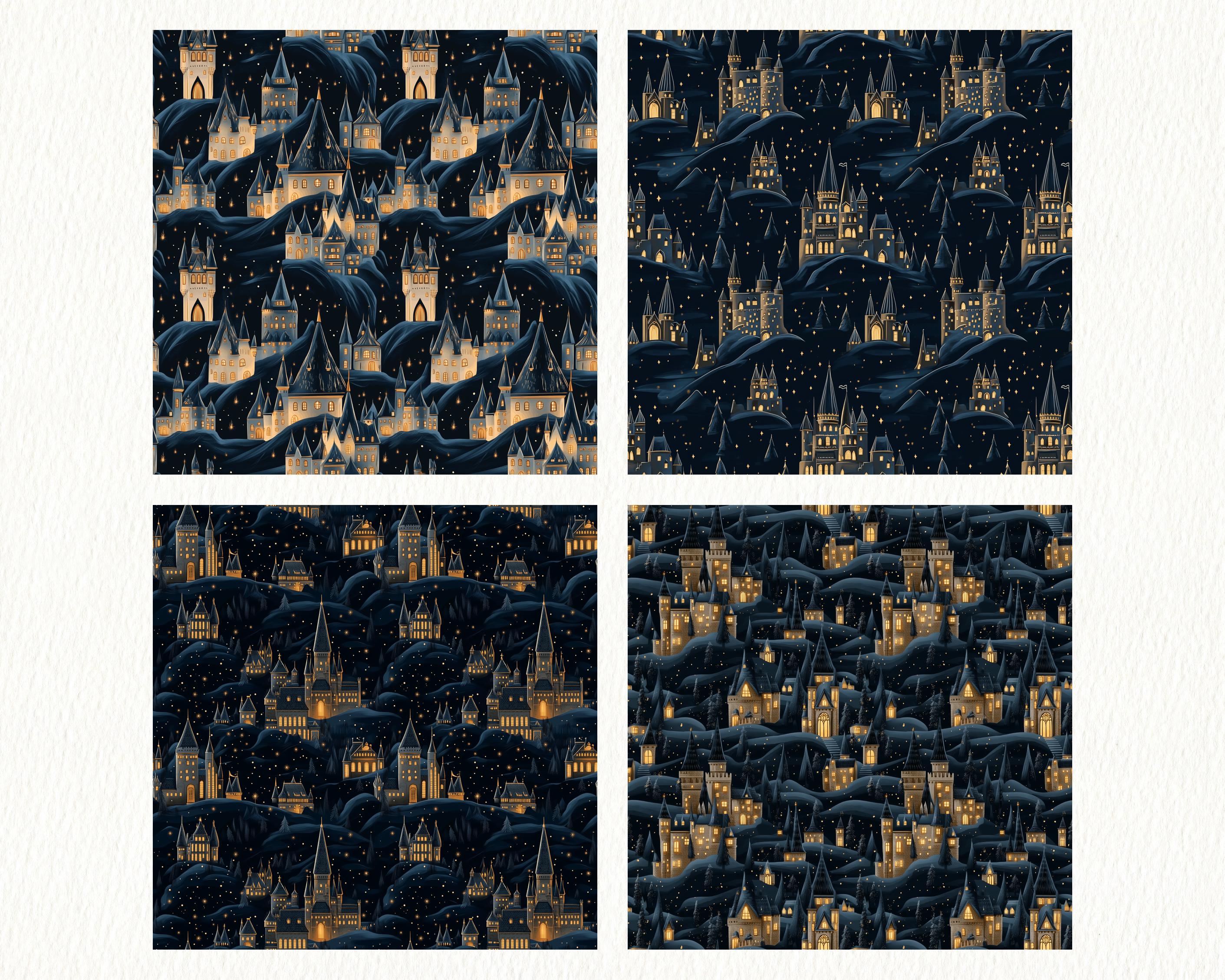 Wizard Castle Pattern Seamless Digital Papers - Printable Scrapbook ...