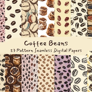 Kaffeebohnen Muster nahtlose digitale Papiere - printable Scrapbook Papier, Sofort-Download, kommerzielle Nutzung, 300dpi
