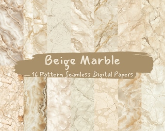 Beige Marble Pattern Seamless Digital Papers - printable scrapbook paper instant download for commercial use, 300dpi
