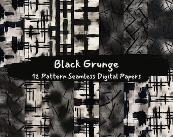 Black Grunge Pattern Seamless Digital Papers - printable scrapbook paper png instant download commercial use 300dpi
