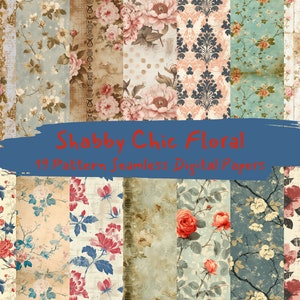 Shabby Chic Blumen Muster nahtlose digitale Papiere - druckbares Scrapbook Papier Sofort-Download für kommerzielle Nutzung, 300dpi