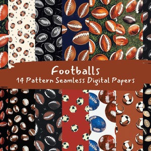 Footballs Pattern Seamless Digital Papers - printable scrapbook paper png instant download commercial use 300dpi
