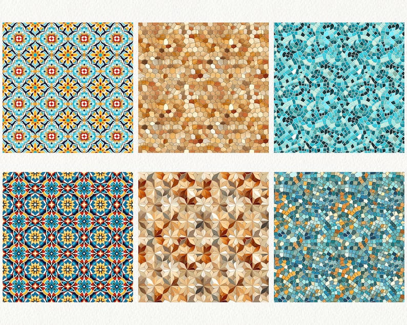 Mosaic Pattern Seamless Digital Paper Pack - Scrapbooking & Crafts ...