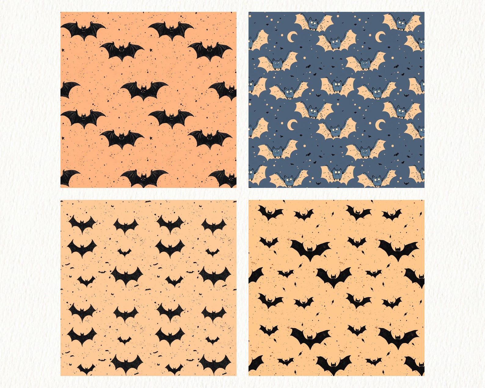 Halloween Bats Pattern Seamless Digital Papers - Printable Scrapbook ...