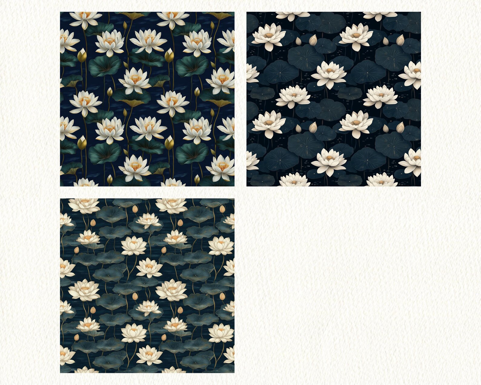 Claire Keane's Style Water Lilies Pattern Seamless Digital Papers ...