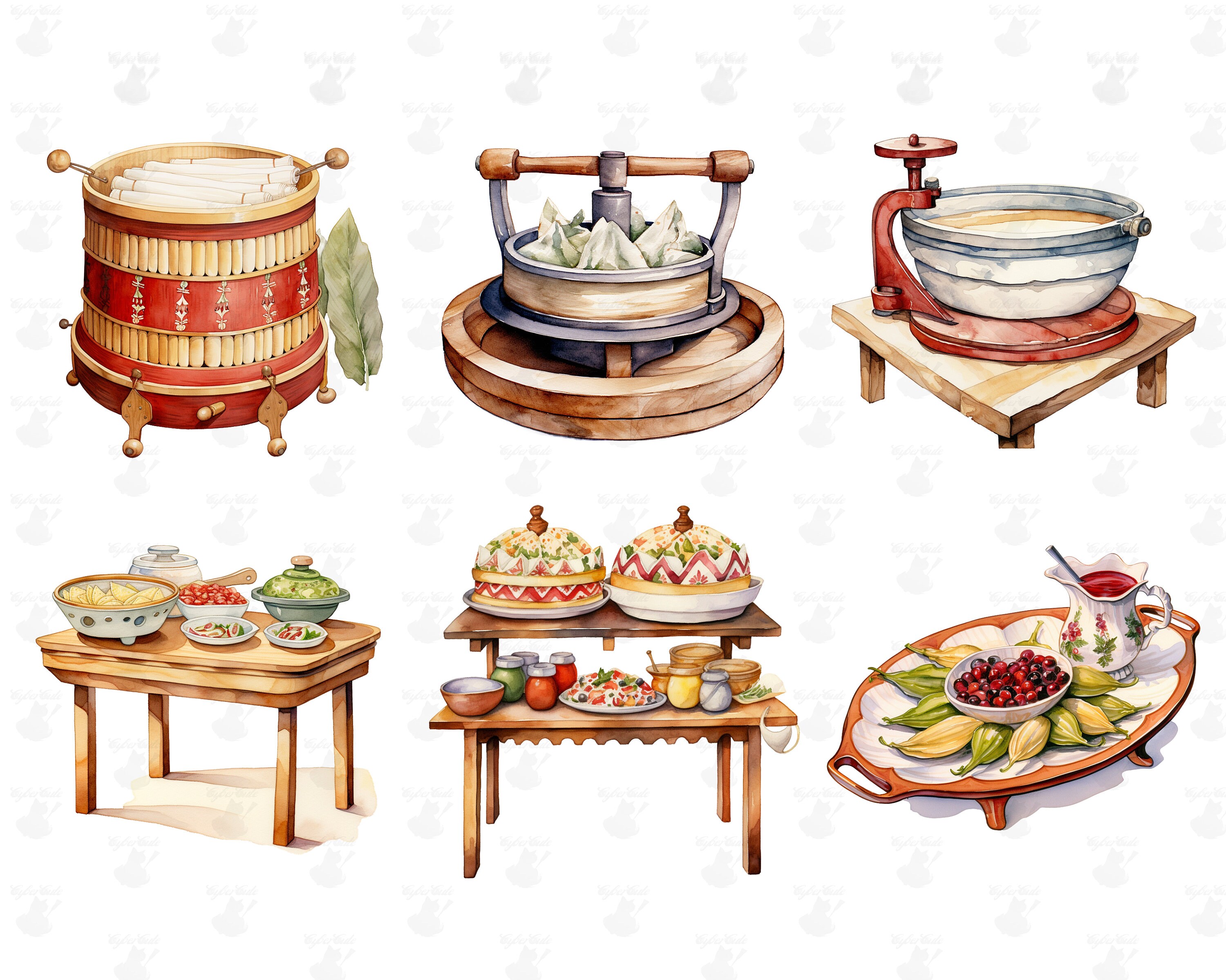 Mexican Cookware, Digital Printable Clip Art Graphics in PNG Format ...