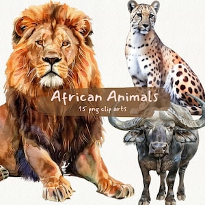 African Animals printable clipart, png format, transparent background, instant download, commercial use, 300dpi