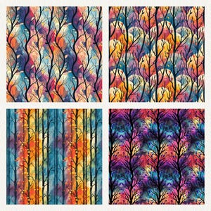 Rainbow Forest Pattern Seamless Digital Papers - Printable Scrapbook ...