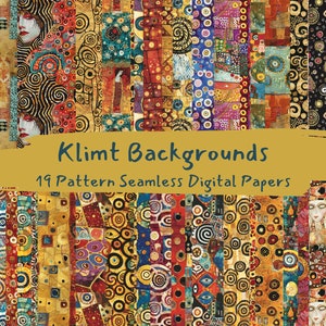 Klimt Sfondi Modello Senza Cuciture Digitali Carte - carta per scrapbooking stampabile png download immediato uso commerciale 300dpi