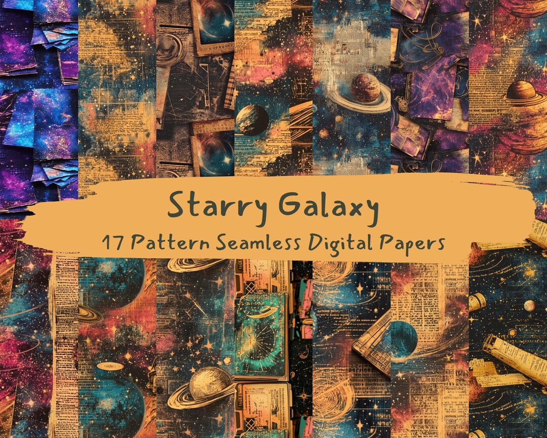 Starry Galaxy Pattern Seamless Digital Papers - Printable Scrapbook ...