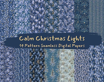 Calm Christmas Lights Pattern Seamless Digital Papers - printable scrapbook paper png instant download commercial use 300dpi