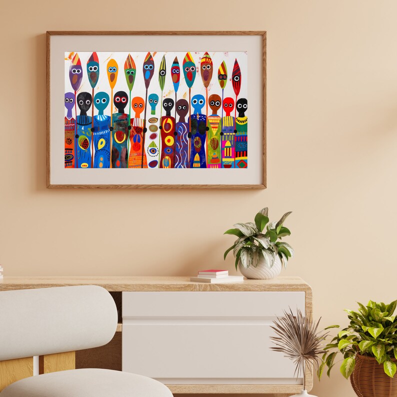 Vibrant Abstract African Masks Digital Art, Colorful Cultural Prints ...