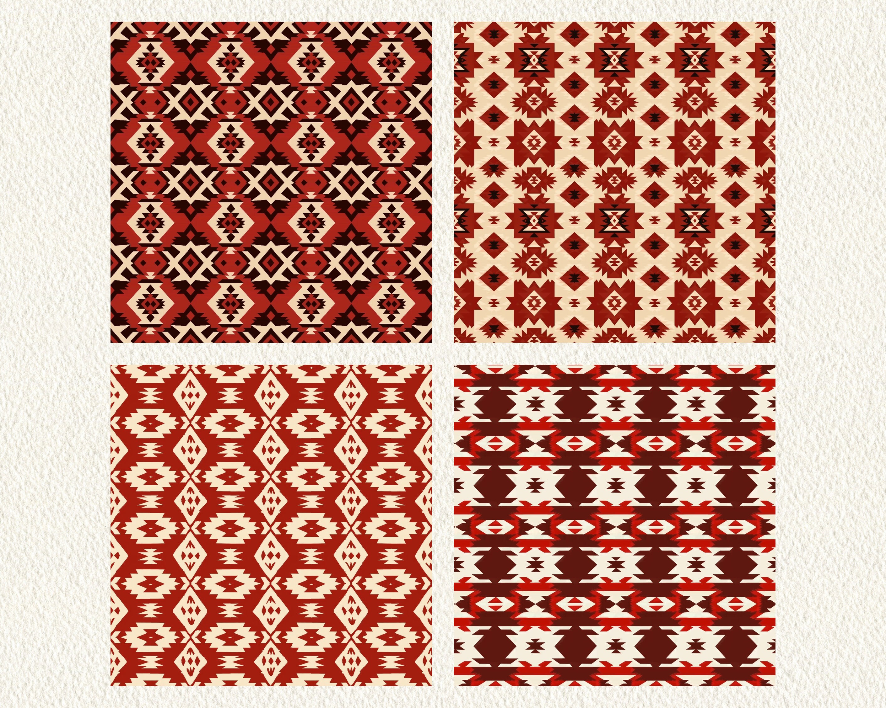 Red Aztec Pattern Seamless Digital Papers - Printable Scrapbook Paper ...