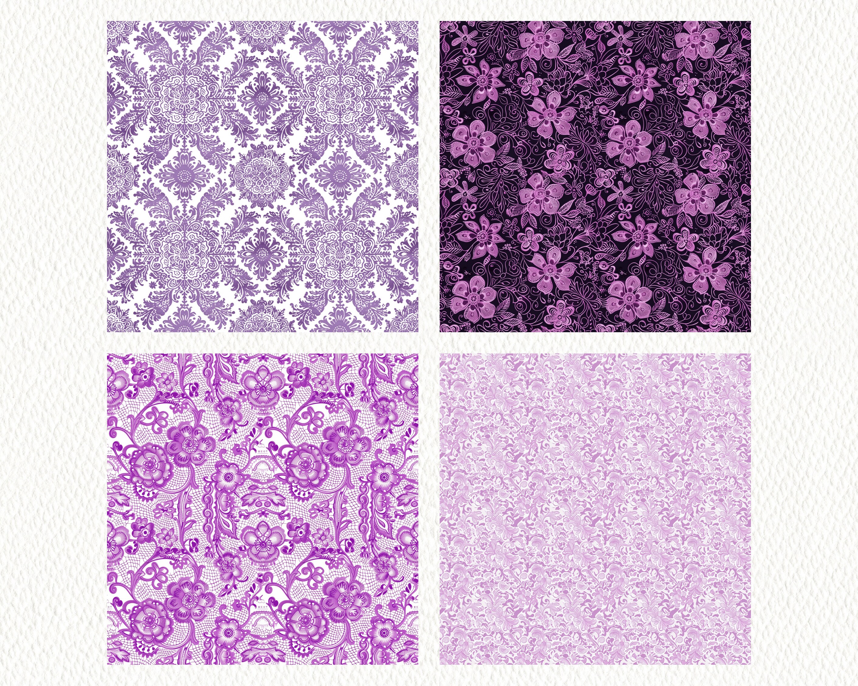Purple Lace Pattern Seamless Digital Papers - Printable Scrapbook Paper ...
