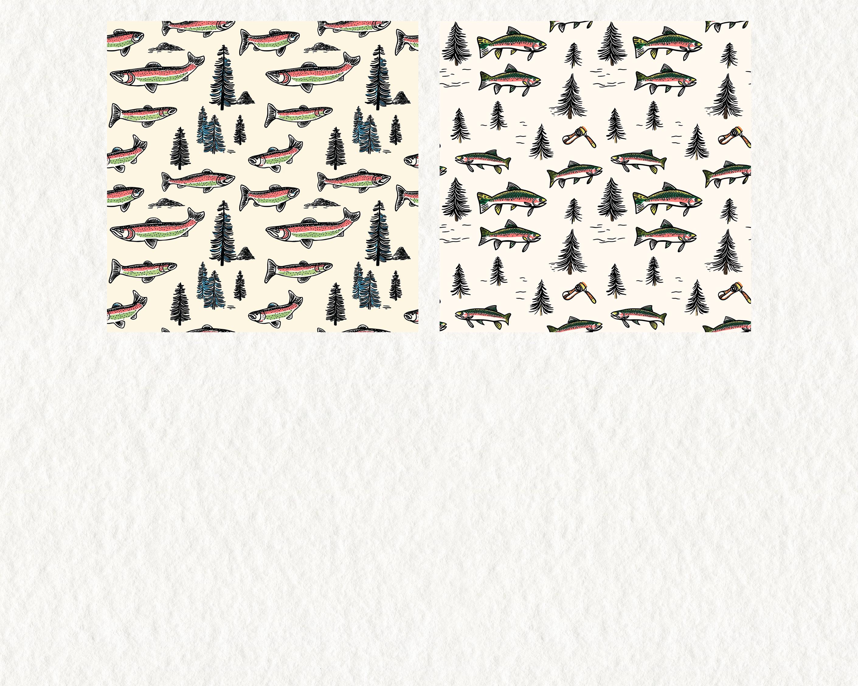 Fishing Rainbow Trout Pattern Seamless Digital Papers - Printable ...
