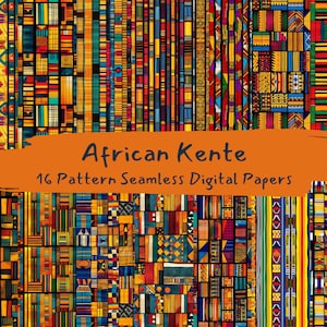 African Kente Pattern Seamless Digital Papers - printable scrapbook paper instant download, commercial use, 300dpi