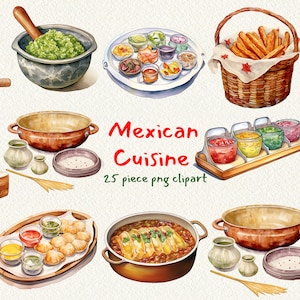 Mexicaanse keuken digitale afdrukbare clipartbundel in PNG-formaat transparante instant download voor commercieel gebruik, menu, poster, restaurant