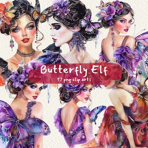 Schmetterling Elf digital druckbare Clipart-Bundle im PNG-Format transparenten Hintergrund-Sofort-Download für kommerzielle Nutzung