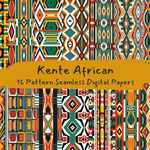 Kente African Pattern Seamless Digital Papers - printable scrapbook paper png instant download commercial use 300dpi