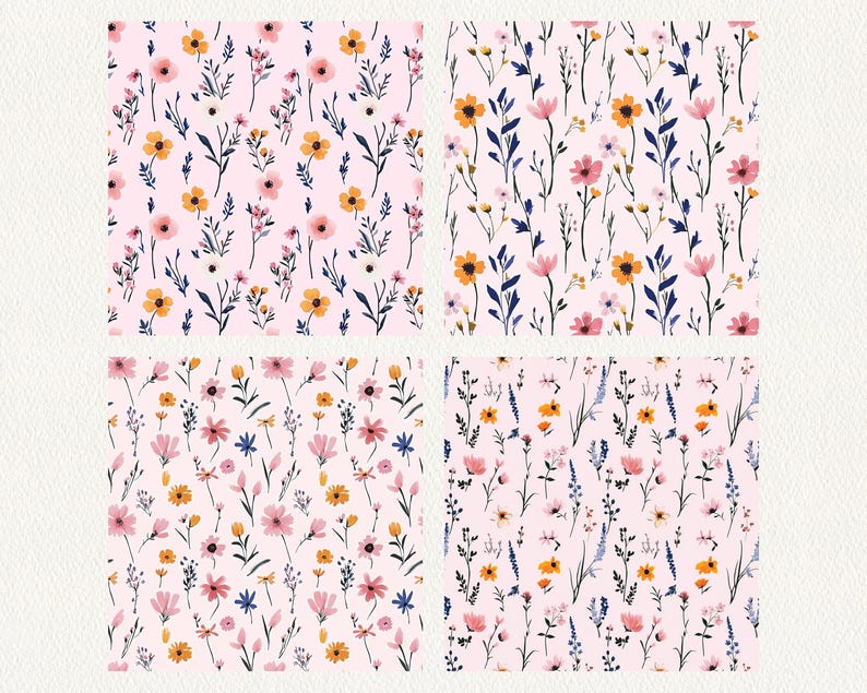 Mothers Day Wildflowers Pattern Seamless Digital Papers - Printable ...