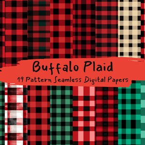 Buffalo Plaid Pattern Seamless Digital Papers - tile patterns printable scrapbook paper instant download for commercial use, 300dpi