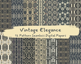 Vintage Elegance Pattern Seamless Digital Papers - printable scrapbook paper instant download, commercial use, 300dpi
