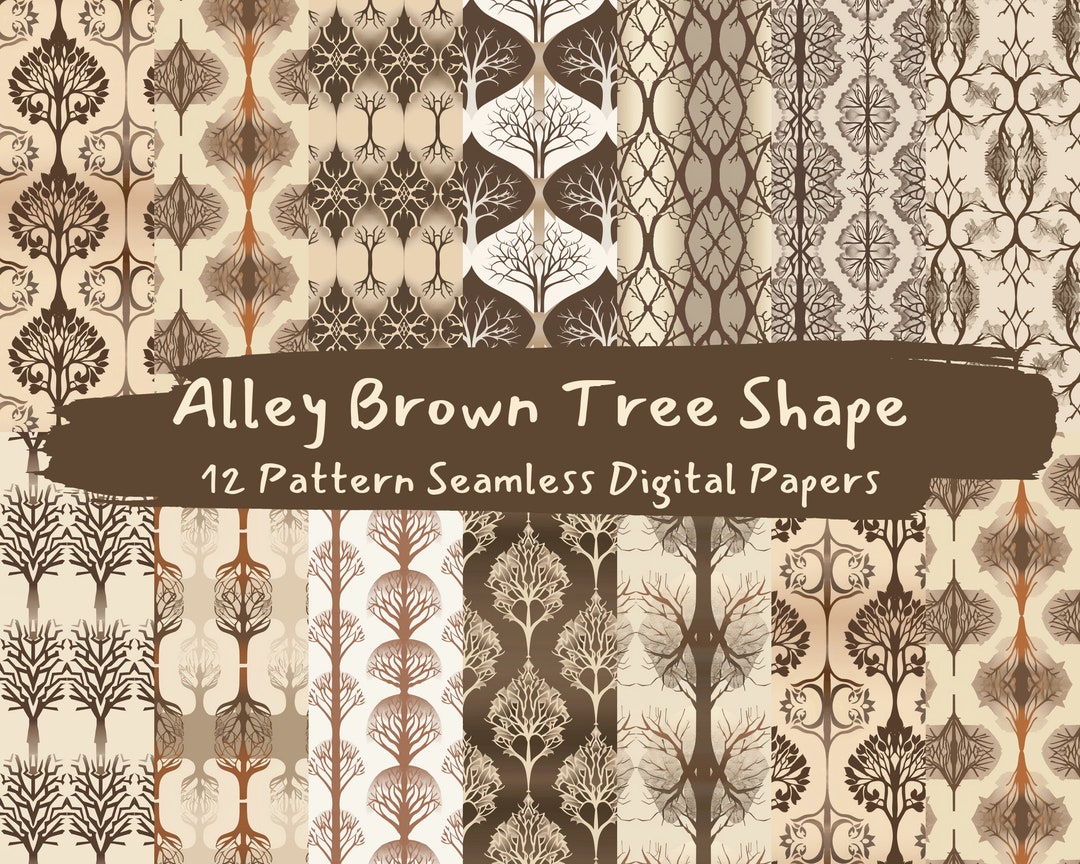 Alley Brown Tree Shape Pattern Seamless Digital Papers - Printable ...