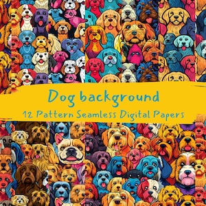 Hond achtergrondpatroon naadloze digitale papieren - afdrukbaar plakboekpapier direct downloaden, commercieel gebruik, 300dpi
