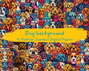 Dog background Pattern Seamless Digital Papers - printable scrapbook paper instant download, commercial use, 300dpi