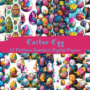 Easter Egg Pattern Seamless Digital Papers - printable scrapbook paper instant download, commercial use, 300dpi