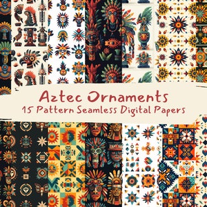 Ornamenti aztechi modello Seamless Digital Papers - download immediato di carta scrapbook stampabile, uso commerciale, 300dpi