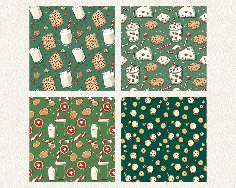 Green Milk Cookies Pattern Seamless Digital Papers - Printable ...