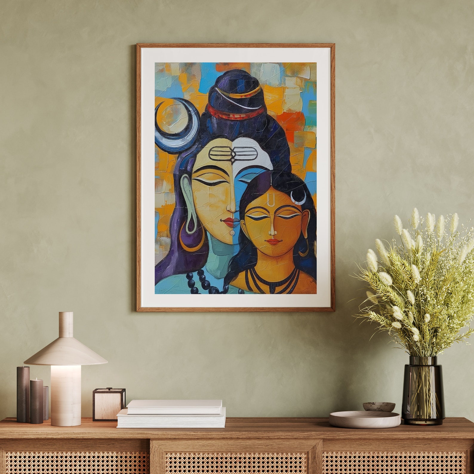 Vibrant Shiva Family Digital Art - Colorful Hindu Wall Decor | Instant ...