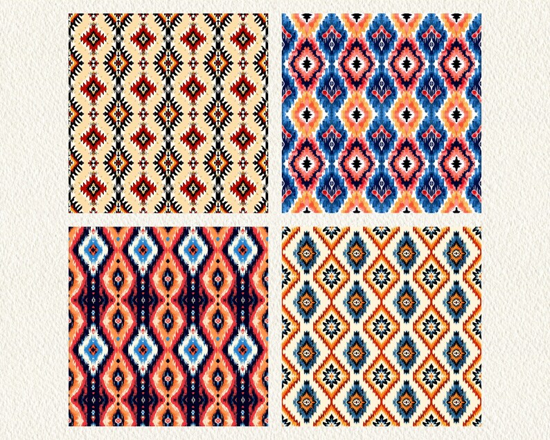 Aztec Striped Pattern Seamless Digital Papers - Printable Scrapbook ...
