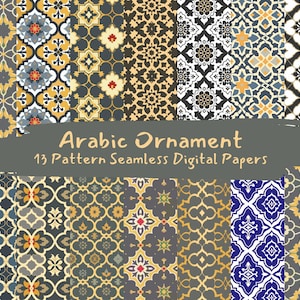 Arabic Ornament Pattern Seamless Digital Papers - printable scrapbook paper png instant download commercial use 300dpi