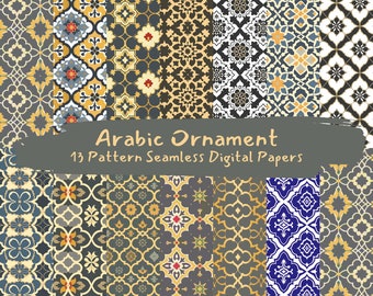 Arabic Ornament Pattern Seamless Digital Papers - printable scrapbook paper png instant download commercial use 300dpi