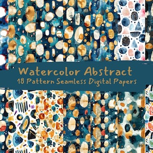 Watercolor Abstract Pattern Seamless Digital Papers - printable scrapbook paper png instant download commercial use 300dpi