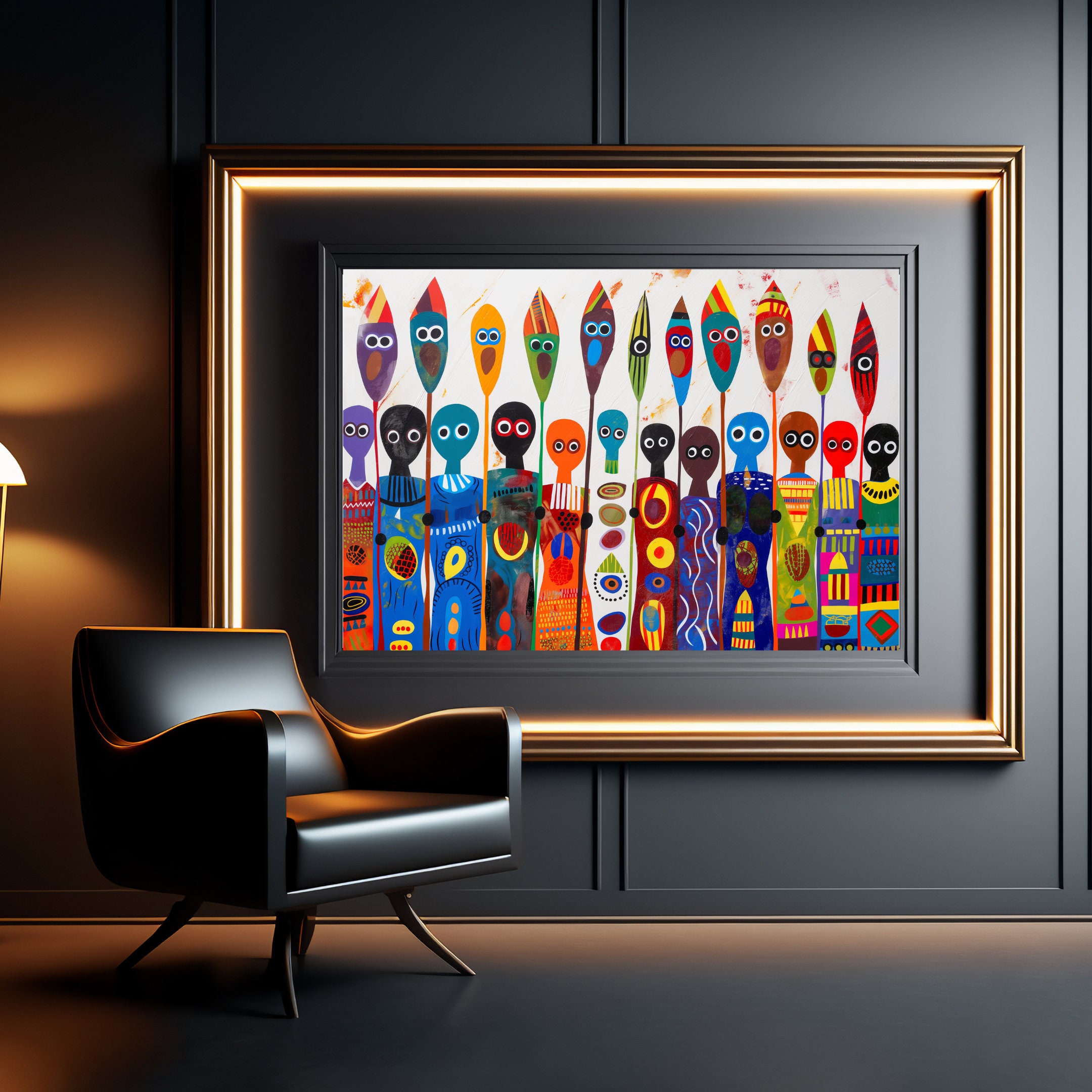 Vibrant Abstract African Masks Digital Art, Colorful Cultural Prints ...