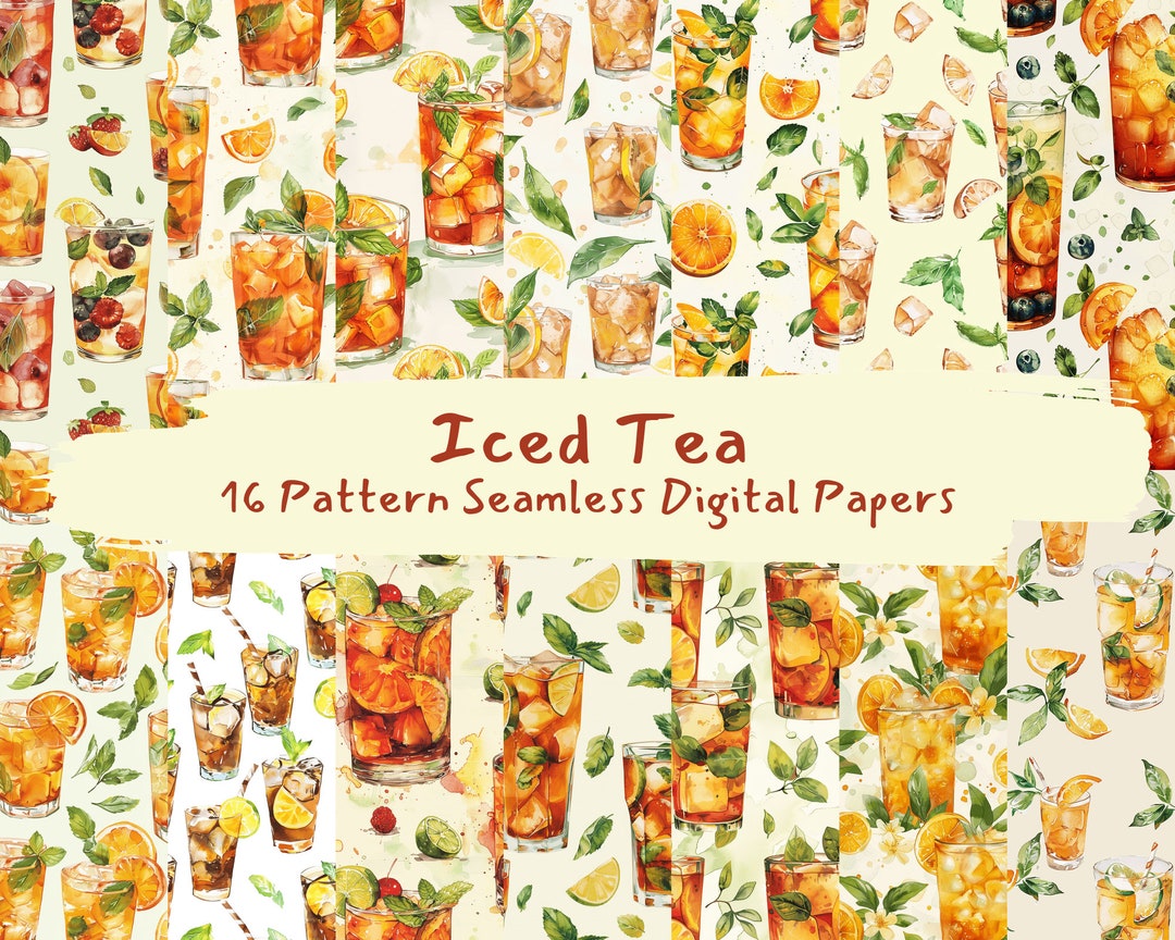 Iced Tea Pattern Seamless Digital Papers - Printable Scrapbook Paper ...