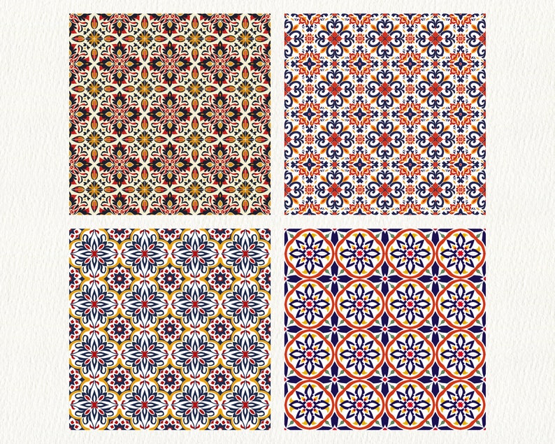 Spanish Tile Pattern Seamless Digital Papers - Printable Scrapbook ...