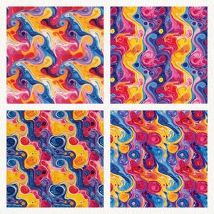 Rainbow Swirls Pattern Seamless Digital Papers - Printable Scrapbook ...