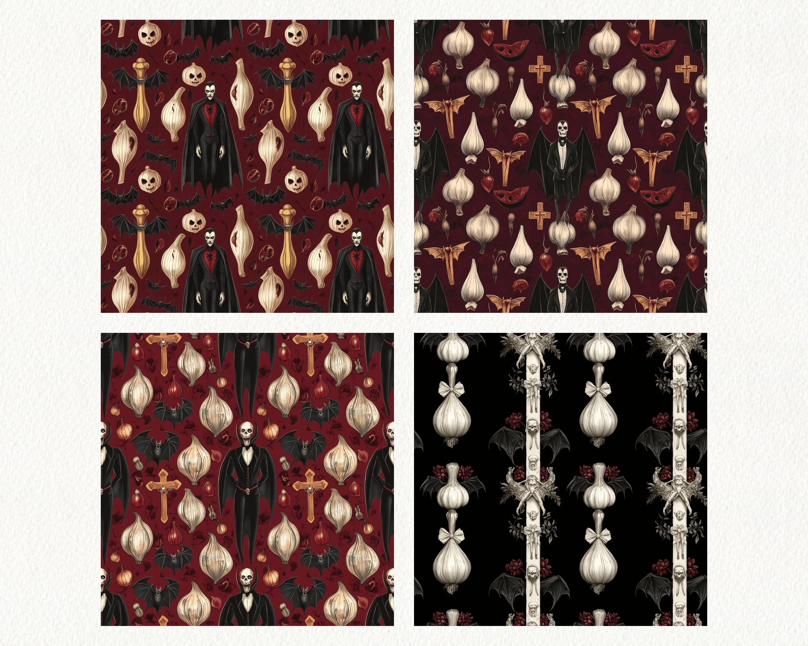 Halloween Vampire Pattern Seamless Digital Papers - Printable Scrapbook ...
